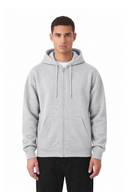 Hoodie ZAY ZIP gris chiné 330 GSM – vue avant